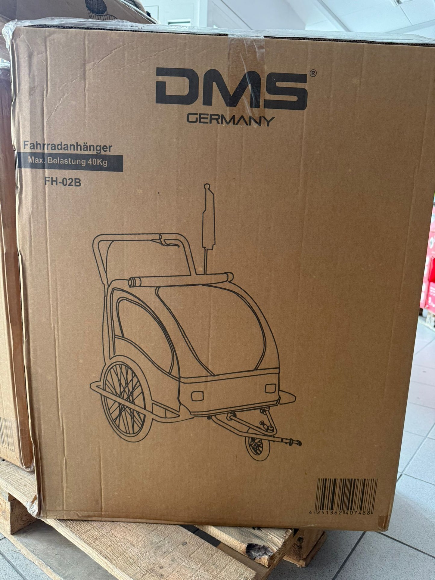 DMS FH-02 in Schwarz - Fahrradanhänger 2 in 1 Kinderanhänger