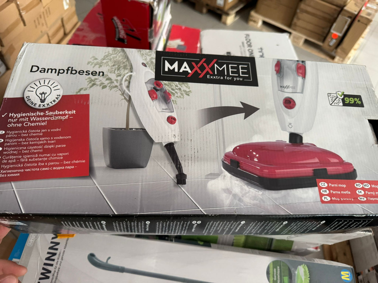 MAXXMEE Dampfbesen Dampfreiniger Dauerdampf weiß/rot